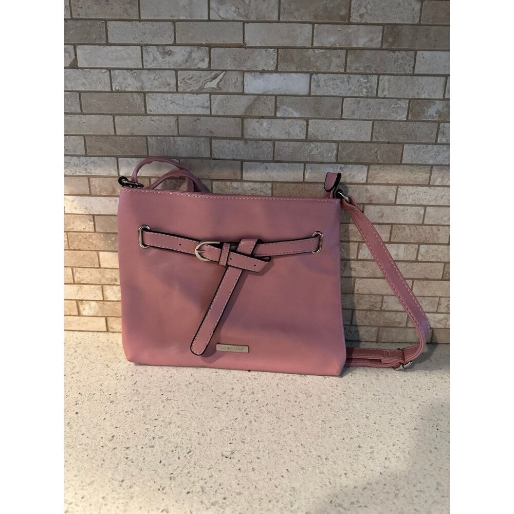 London Fog Women's Faux Leather Crossbody Purse with Adjustable Strap